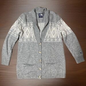 North Face Shawl Collar Icelandic Long Cardigan Nordic Size X-Large Wool Blend